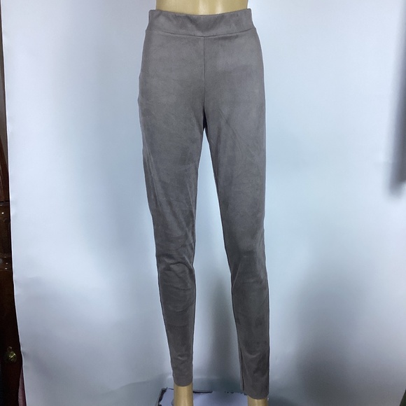 Wolford Grey Faux Suede Velour Leggings Size 10 - Picture 1 of 5